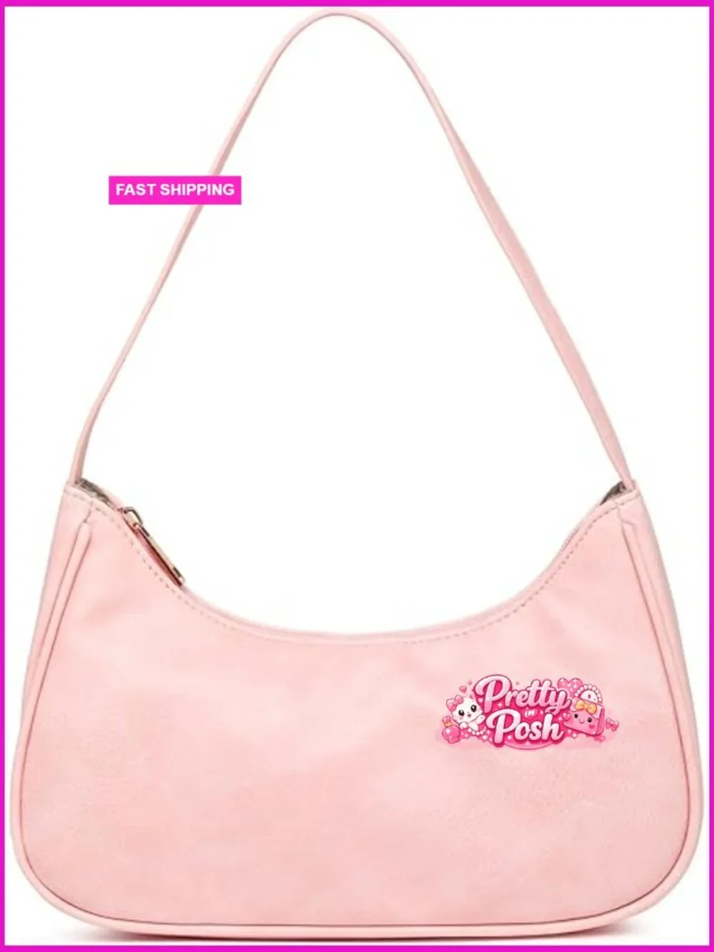 Vegan Leather Hobo Shoulder Bag with Zipper Closure